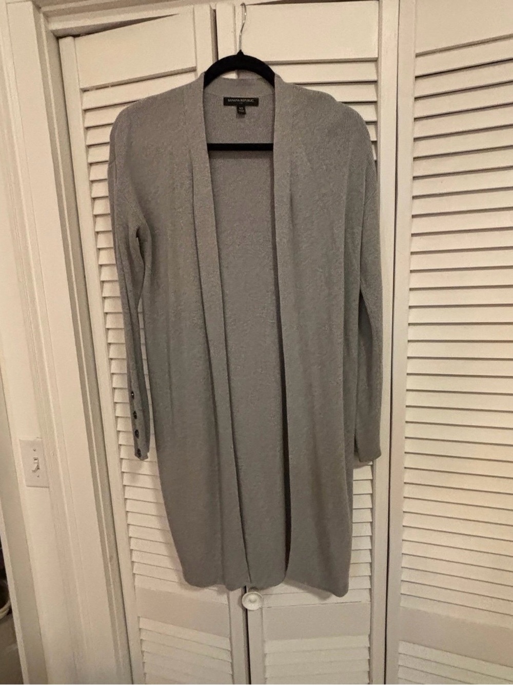 Banana Republic Heather Gray Long Open-Front Cardigan